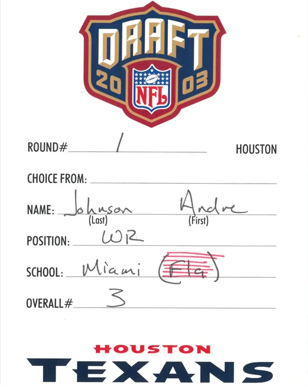 Houston Texans Reveal Draft Cards That Brought Franchise Legends To H-Town Houston Texans Reveal Draft Cards That Brought Franchise Legends To H-Town