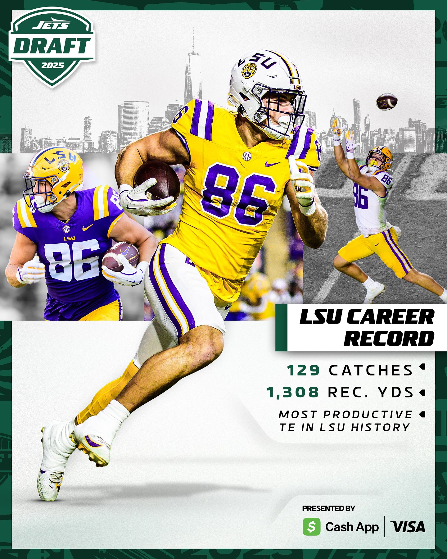 The Jets continue building offensive depth with LSU standout in their 2025 NFL Draft haul.