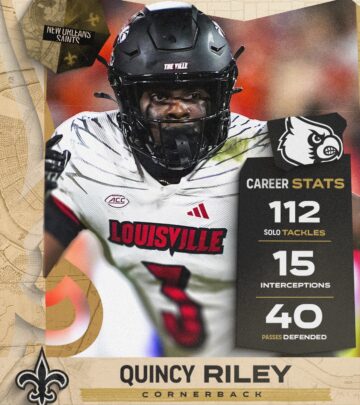 The Louisville cornerback brings elite athleticism and playmaking ability to the Saints defense.
