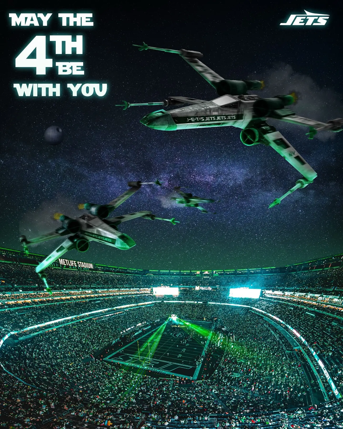 Jets Celebrate Star Wars Day With Playful Message NFL's New York Jets engage fans this May 4th with a fun nod to Star Wars vibes for fans!!