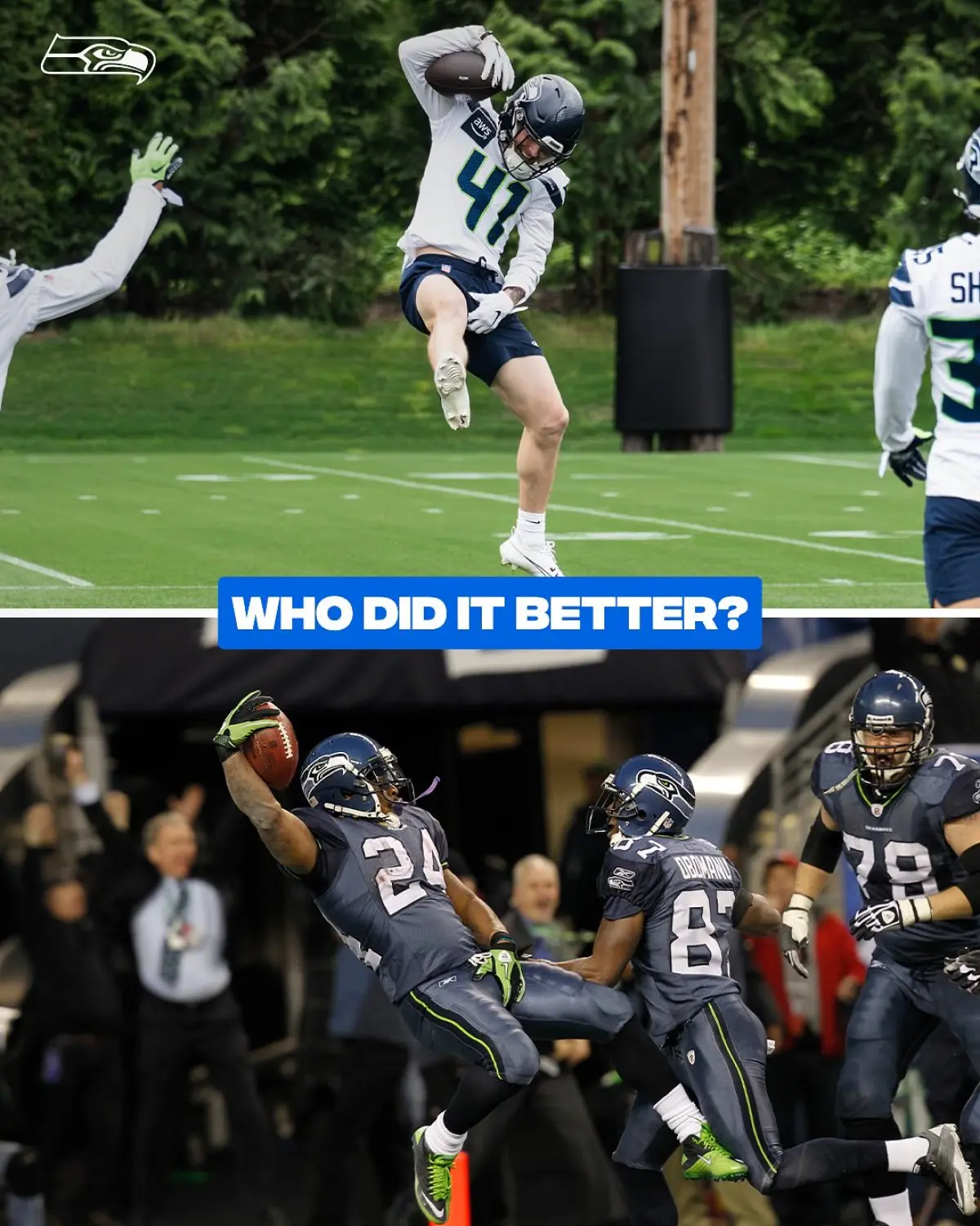 Seahawks Beast Mode Celebration Captivates Fans Dynamic action on the field as a Seahawks star unleashes a bold celebration moment at top