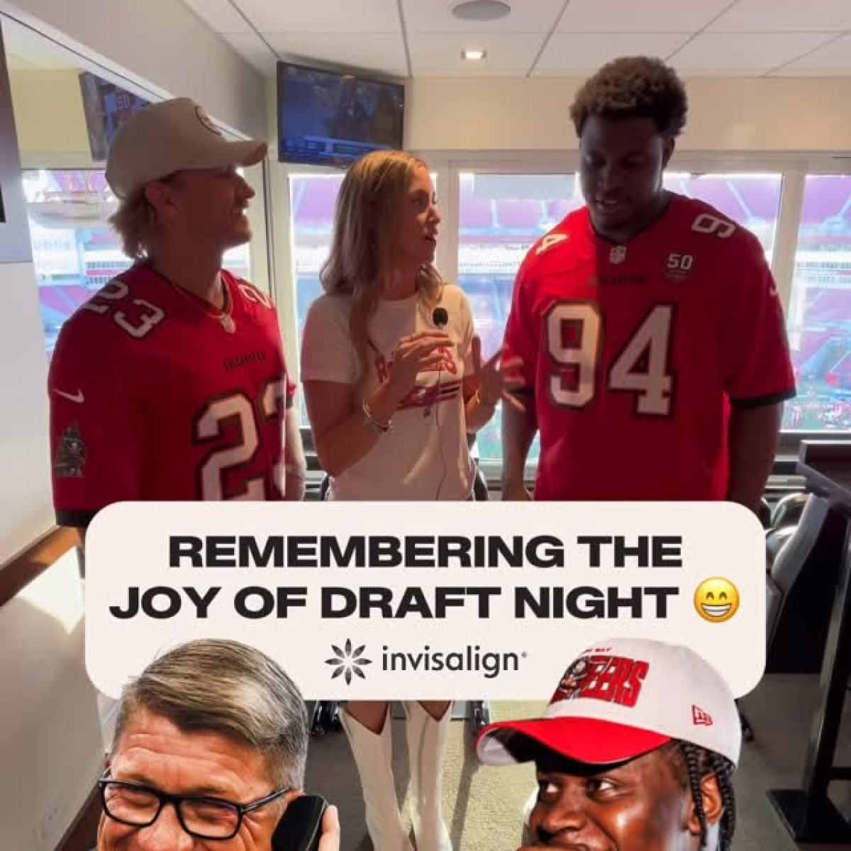 Tampa Bay Call Sparks Smiles at Buccaneers A joyous moment captured as a call from the Tampa Bay team brings delight on the field Yay